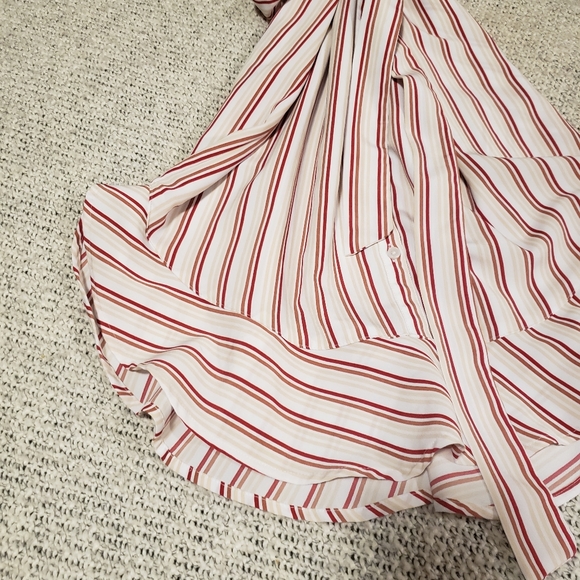 Express Pinstripe Ruffle Button Up Dress - Picture 3 of 6